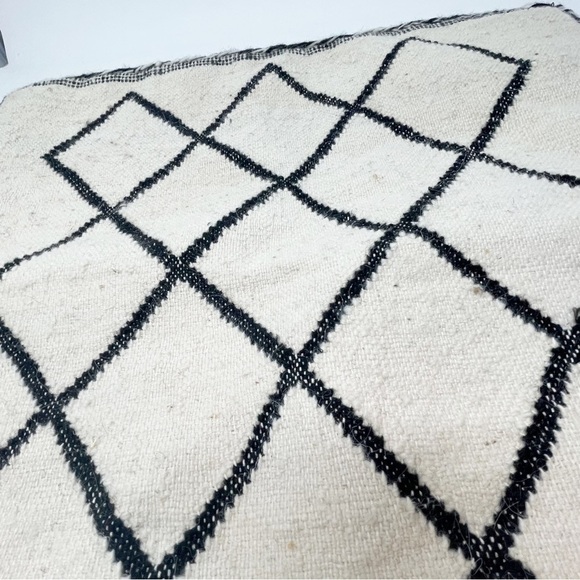 BLOOMINGVILLE Ivory Black Urban Ethnic Linen Blend Woven Pillow Cover 20” X 20” - Picture 3 of 6